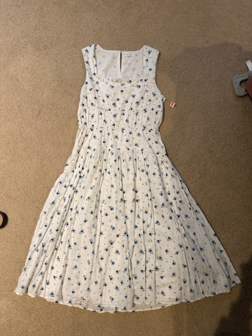 Avec Les Filles White Maxi Dress with Blue Floral Print